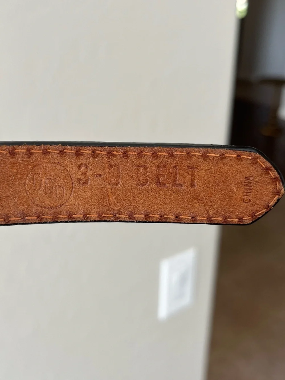 3D DDD Western Leather Tooled Cross Belt Size 36 Tan Brown White Silver